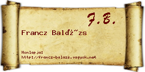 Francz Balázs névjegykártya